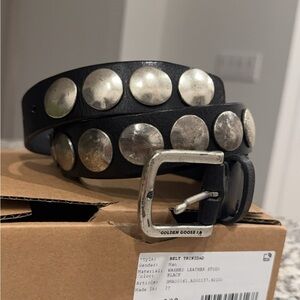 Golden Goose Trinidad Belt in washed leather with studs 100